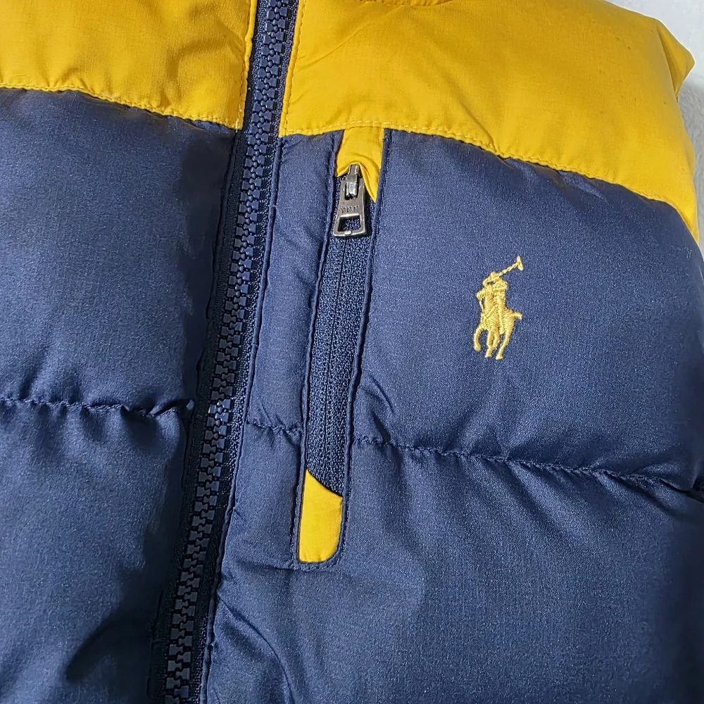 Polo Ralph Lauren Kids reversible puffer vest blue and yellow color-block Sz 5